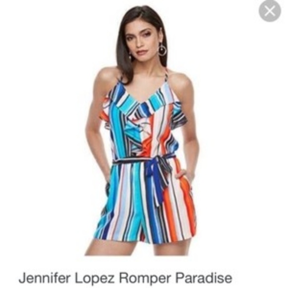 Jennifer Lopez Pants - Jennifer Lopez bright and colorful shorts romper.